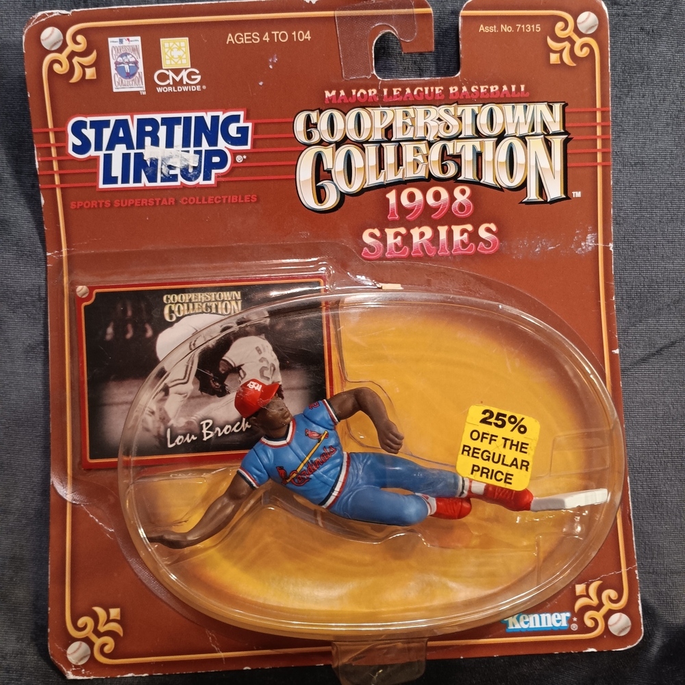 Kenner Cooperstown Collection Lou Brock Figure - Blue and Red
